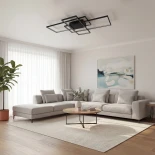 kelvo® QUADRA KLV-101-0296 Φωτιστικό Οροφής LED 120W 12000lm 120° AC 220-240V IP20 Ρυθμιζόμενο Λευκό CCT με Χειριστήριο από 2700K έως 6000K Dimmable - Lumileds SMD Chip - Μαύρο Ματ - Μ105 x Π60 x Υ9cm - 3 Χρόνια Εγγύηση