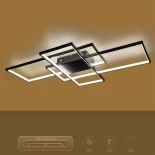 kelvo® QUADRA KLV-101-0296 Φωτιστικό Οροφής LED 120W 12000lm 120° AC 220-240V IP20 Ρυθμιζόμενο Λευκό CCT με Χειριστήριο από 2700K έως 6000K Dimmable - Lumileds SMD Chip - Μαύρο Ματ - Μ105 x Π60 x Υ9cm - 3 Χρόνια Εγγύηση