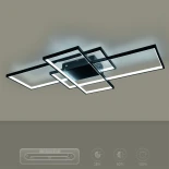 kelvo® QUADRA KLV-101-0296 Φωτιστικό Οροφής LED 120W 12000lm 120° AC 220-240V IP20 Ρυθμιζόμενο Λευκό CCT με Χειριστήριο από 2700K έως 6000K Dimmable - Lumileds SMD Chip - Μαύρο Ματ - Μ105 x Π60 x Υ9cm - 3 Χρόνια Εγγύηση