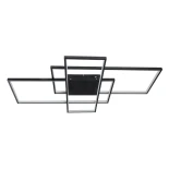 kelvo® QUADRA KLV-101-0296 Φωτιστικό Οροφής LED 120W 12000lm 120° AC 220-240V IP20 Ρυθμιζόμενο Λευκό CCT με Χειριστήριο από 2700K έως 6000K Dimmable - Lumileds SMD Chip - Μαύρο Ματ - Μ105 x Π60 x Υ9cm - 3 Χρόνια Εγγύηση