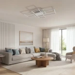 kelvo® QUADRA KLV-101-0297 Φωτιστικό Οροφής LED 120W 12000lm 120° AC 220-240V IP20 Ρυθμιζόμενο Λευκό CCT με Χειριστήριο από 2700K έως 6000K Dimmable - Lumileds SMD Chip - Λευκό Ματ - Μ105 x Π60 x Υ9cm - 3 Χρόνια Εγγύηση