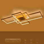 kelvo® QUADRA KLV-101-0298 Φωτιστικό Οροφής LED 120W 12000lm 120° AC 220-240V IP20 Ρυθμιζόμενο Λευκό CCT με Χειριστήριο από 2700K έως 6000K Dimmable - Lumileds SMD Chip - Σαμπανιζέ Χρυσό Ματ - Μ105 x Π60 x Υ9cm - 3 Χρόνια Εγγύηση