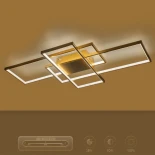 kelvo® QUADRA KLV-101-0298 Φωτιστικό Οροφής LED 120W 12000lm 120° AC 220-240V IP20 Ρυθμιζόμενο Λευκό CCT με Χειριστήριο από 2700K έως 6000K Dimmable - Lumileds SMD Chip - Σαμπανιζέ Χρυσό Ματ - Μ105 x Π60 x Υ9cm - 3 Χρόνια Εγγύηση