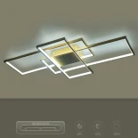 kelvo® QUADRA KLV-101-0298 Φωτιστικό Οροφής LED 120W 12000lm 120° AC 220-240V IP20 Ρυθμιζόμενο Λευκό CCT με Χειριστήριο από 2700K έως 6000K Dimmable - Lumileds SMD Chip - Σαμπανιζέ Χρυσό Ματ - Μ105 x Π60 x Υ9cm - 3 Χρόνια Εγγύηση