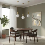 kelvo® ESTETICO KLV-101-0382 Κρεμαστό Φωτιστικό Οροφής για Λάμπα με Ντουί E27 AC 220-240V IP20 - Χρυσό Βούρτσας Πλατίνα & Λευκό - Μ20 x Π20 x Υ38cm