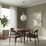 kelvo® ESTETICO KLV-101-0384 Κρεμαστό Φωτιστικό Οροφής για Λάμπα με Ντουί E27 AC 220-240V IP20 - Χρυσό Βούρτσας Πλατίνα & Λευκό - Μ40 x Π40 x Υ58cm