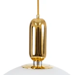 kelvo® ESTETICO KLV-101-0384 Κρεμαστό Φωτιστικό Οροφής για Λάμπα με Ντουί E27 AC 220-240V IP20 - Χρυσό Βούρτσας Πλατίνα & Λευκό - Μ40 x Π40 x Υ58cm