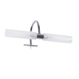 GLOBOSTAR® FLORA 60414 Μοντέρνο Φωτιστικό Τοίχου - Απλίκα Καθρέπτη Μπάνιου με Ντουί 2 x G9 AC 220-240V IP44 - Νίκελ Χρώμιο & Λευκό - Μ31 x Π13 x Υ12cm