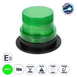 GloboStar® 85151 PRO Series Φάρος Σήμανσης Οχήματος Security - Ασφαλείας για Αυτοκίνητα & Φορτηγά STROBE LED 10W DC 12-24V Αδιάβροχος IP65 Πράσινο