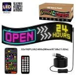 GLOBOSTAR® MATRIX GLB-106-0012 Εύκαμπτη Κυλιόμενη Ψηφιακή Επιγραφή 145x28cm P7 192x32 Pixel LED 20W AC 220-240V Αδιάβροχο IP65 Πολύχρωμο RGB - Bluetooth Control μέσω iPIXEL APP - Μ145 x Π0.2 x Υ28cm - 2 Χρόνια Εγγύηση