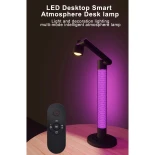 GLOBOSTAR® DESTINY GLB-106-0020 Επιτραπέζιο Φωτιστικό Πορτατίφ με RF Ασύρματο Χειριστήριο & Λειτουργία μέσω WiFi APP LED 10W 600lm 180° AC 220-240V IP20 Πολύχρωμο RGB Dimmable - Sanan SMD Chip - Μαύρο - Μ4.3 x Π14 x Υ40.5cm - 2 Χρόνια Εγγύηση