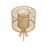 GLOBOSTAR® TULUM 01993 Boho Επιτραπέζιο Φωτιστικό Πορτατίφ με Ντουί 1 x E27 AC 220-240V IP20 - Μπεζ - Μ30 x Π30 x Υ40cm