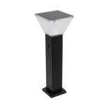 GLOBOSTAR® VEGGIE 90524 Φωτιστικό Κολωνάκι Κήπου LED 10W 500lm 120° με Ενσωματωμένο Φωτοβολταϊκό Panel 6V 2W & Επαναφορτιζόμενη Μπαταρία Li-ion 3.2V 6000mAh με Αισθητήρα Ημέρας-Νύχτας Αδιάβροχο IP65 All in One CCT 6000K-4500K - Sanan SMD Chip - Μαύρο - Μ1