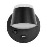GLOBOSTAR® REGENCY 61373 Μοντέρνο Φωτιστικό Τοίχου - Απλίκα Ξενοδοχείου Reading Light με Φορτιστή USB 3A LED 8W 920lm 120° AC 220-240V IP20 Φυσικό Λευκό 4500K - Bridgelux SMD Chip & TÜV SÜD Driver - Μαύρο Ματ - Μ12 x Π12 x Υ13cm - 3 Χρόνια Εγγύηση