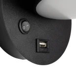 GLOBOSTAR® REGENCY 61373 Μοντέρνο Φωτιστικό Τοίχου - Απλίκα Ξενοδοχείου Reading Light με Φορτιστή USB 3A LED 8W 920lm 120° AC 220-240V IP20 Φυσικό Λευκό 4500K - Bridgelux SMD Chip & TÜV SÜD Driver - Μαύρο Ματ - Μ12 x Π12 x Υ13cm - 3 Χρόνια Εγγύηση