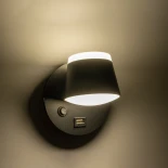 GLOBOSTAR® REGENCY 61373 Μοντέρνο Φωτιστικό Τοίχου - Απλίκα Ξενοδοχείου Reading Light με Φορτιστή USB 3A LED 8W 920lm 120° AC 220-240V IP20 Φυσικό Λευκό 4500K - Bridgelux SMD Chip & TÜV SÜD Driver - Μαύρο Ματ - Μ12 x Π12 x Υ13cm - 3 Χρόνια Εγγύηση