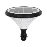 GLOBOSTAR® SQUARE 90503 Φωτιστικό Κεφαλής Post Top Πλατείας/Πάρκου/Κήπου LED 40W 1600lm 120° DC 5V με Ενσωματωμένο Φωτοβολταϊκό Panel 5V 25W & Επαναφορτιζόμενη Μπαταρία Li-ion 3.2V 30000mAh με Αισθητήρα Κίνησης-Ημέρας-Νύχτας Αδιάβροχο IP65 Θερμό Λευκό 270