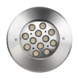 GLOBOSTAR® UNDERWATERTUNI 90420 Υποβρύχιο Χωνευτό Σποτ για Σιντριβάνια/Πισίνες LED 12W 1080lm 30° DC 24V Αδιάβροχο IP68 Θερμό Λευκό 2700K Dimmable - Bridgelux SMD Chip - Ανοξείδωτο Ατσάλι SS304 - Μ18 x Π18 x Υ11cm / Q17.5cm - 3 Χρόνια Εγγύηση