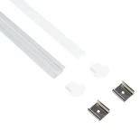 GLOBOSTAR® ALP-LINEAR RECCA 70807-1M Χωνευτό Προφίλ Αλουμινίου με Λευκό Γαλακτερό Πατητό Κάλυμμα για Ταινίες LED IP20 - Ασημί & Λευκό - Μ102 x Π2.2 x Υ0.8cm
