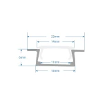 GLOBOSTAR® ALP-LINEAR RECCA 70807-1M Χωνευτό Προφίλ Αλουμινίου με Λευκό Γαλακτερό Πατητό Κάλυμμα για Ταινίες LED IP20 - Ασημί & Λευκό - Μ102 x Π2.2 x Υ0.8cm