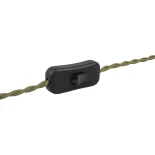 GLOBOSTAR® WHIP 77667 Μοντέρνο DIY Φωτιστικό με Πλεκτό Καλώδιο, Ντουί 1 x E27, Διακόπτη On/Off & Πρίζα AC 220-240V IP20 - Χακί & Μαύρο - Μ150 x Π5.8 x Υ5.8cm