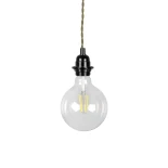 GLOBOSTAR® WHIP 77667 Μοντέρνο DIY Φωτιστικό με Πλεκτό Καλώδιο, Ντουί 1 x E27, Διακόπτη On/Off & Πρίζα AC 220-240V IP20 - Χακί & Μαύρο - Μ150 x Π5.8 x Υ5.8cm