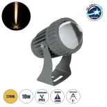 GLOBOSTAR® SPOTFENIA 90135 Αρχιτεκτονικό Σποτ Φωτισμου LED 10W 1100lm 5° DC 24V Αδιάβροχο IP65 Θερμό Λευκό 2700K Dimmable - Bridgelux COB Chip - Γκρι Ανθρακί - Μ7 x Π7 x Υ12cm - 3 Χρόνια Εγγύηση