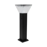 GLOBOSTAR® VEGGIE 90524 Φωτιστικό Κολωνάκι Κήπου LED 10W 500lm 120° με Ενσωματωμένο Φωτοβολταϊκό Panel 6V 2W & Επαναφορτιζόμενη Μπαταρία Li-ion 3.2V 6000mAh με Αισθητήρα Ημέρας-Νύχτας Αδιάβροχο IP65 All in One CCT 6000K-4500K - Sanan SMD Chip - Μαύρο - Μ1