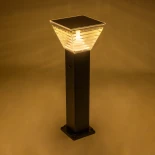GLOBOSTAR® VEGGIE 90524 Φωτιστικό Κολωνάκι Κήπου LED 10W 500lm 120° με Ενσωματωμένο Φωτοβολταϊκό Panel 6V 2W & Επαναφορτιζόμενη Μπαταρία Li-ion 3.2V 6000mAh με Αισθητήρα Ημέρας-Νύχτας Αδιάβροχο IP65 All in One CCT 6000K-4500K - Sanan SMD Chip - Μαύρο - Μ1