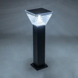 GLOBOSTAR® VEGGIE 90524 Φωτιστικό Κολωνάκι Κήπου LED 10W 500lm 120° με Ενσωματωμένο Φωτοβολταϊκό Panel 6V 2W & Επαναφορτιζόμενη Μπαταρία Li-ion 3.2V 6000mAh με Αισθητήρα Ημέρας-Νύχτας Αδιάβροχο IP65 All in One CCT 6000K-4500K - Sanan SMD Chip - Μαύρο - Μ1