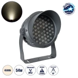 GLOBOSTAR® FLOODIMO 90744 Προβολέας Σποτ Wall Washer με Αντιθαμβωτική Γρίλια LED 54W 5130lm 10° AC 220-240V Αδιάβροχο IP67 Φυσικό Λευκό 4500K - Bridgelux SMD Chip - Γκρι Ανθρακί - Μ26 x Π28 x Υ35cm - 3 Χρόνια Εγγύηση