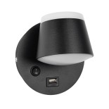 GLOBOSTAR® REGENCY 61373 Μοντέρνο Φωτιστικό Τοίχου - Απλίκα Ξενοδοχείου Reading Light με Φορτιστή USB 3A LED 8W 920lm 120° AC 220-240V IP20 Φυσικό Λευκό 4500K - Bridgelux SMD Chip & TÜV SÜD Driver - Μαύρο Ματ - Μ12 x Π12 x Υ13cm - 3 Χρόνια Εγγύηση