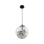 GLOBOSTAR® HARPER 01510 Μοντέρνο Κρεμαστό Φωτιστικό Οροφής με Ντουί 1 x E27 AC 220-240V IP20 - Διάφανο & Ασημί - Μ25 x Π25 x Υ30cm
