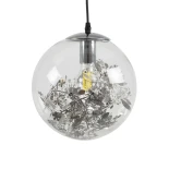 GLOBOSTAR® HARPER 01510 Μοντέρνο Κρεμαστό Φωτιστικό Οροφής με Ντουί 1 x E27 AC 220-240V IP20 - Διάφανο & Ασημί - Μ25 x Π25 x Υ30cm