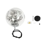 GLOBOSTAR® HARPER 01510 Μοντέρνο Κρεμαστό Φωτιστικό Οροφής με Ντουί 1 x E27 AC 220-240V IP20 - Διάφανο & Ασημί - Μ25 x Π25 x Υ30cm