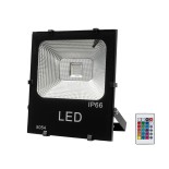 GLOBOSTAR® RGBFLOOD 75602 Προβολέας με IR Ασύρματο Χειριστήριο LED 50W 3250lm 120° AC 220-240V Αδιάβροχο IP66 Πολύχρωμο RGB Dimmable - Μαύρο Ματ - Μ28.5 x Π23.5 x Υ10cm - 2 Χρόνια Εγγύηση