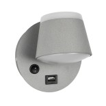 GLOBOSTAR® REGENCY 61375 Μοντέρνο Φωτιστικό Τοίχου - Απλίκα Ξενοδοχείου Reading Light με Φορτιστή USB 3A LED 8W 920lm 120° AC 220-240V IP20 Φυσικό Λευκό 4500K - Bridgelux SMD Chip & TÜV SÜD Driver - Γκρι Ανθρακί Ματ - Μ12 x Π12 x Υ13cm - 3 Χρόνια Εγγύηση