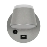 GLOBOSTAR® REGENCY 61375 Μοντέρνο Φωτιστικό Τοίχου - Απλίκα Ξενοδοχείου Reading Light με Φορτιστή USB 3A LED 8W 920lm 120° AC 220-240V IP20 Φυσικό Λευκό 4500K - Bridgelux SMD Chip & TÜV SÜD Driver - Γκρι Ανθρακί Ματ - Μ12 x Π12 x Υ13cm - 3 Χρόνια Εγγύηση