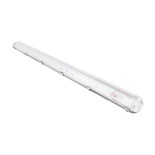GLOBOSTAR® VIGAS 90613 Γραμμικό Βιομηχανικό Φωτιστικό Σκαφάκι Tri-Proof με Μεταλλικά Clips για 2 x Λάμπες T8 G13 120cm Τύπου Φθορίου LED Τροφοδοσίας Ενός Άκρου 120° AC 220-240V Αδιάβροχο IP65 - Γκρι με Διάφανο Κάλυμμα Πλαστικό PC - Μ126 x Π11.5 x Υ9cm