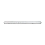 GLOBOSTAR® VIGAS 90613 Γραμμικό Βιομηχανικό Φωτιστικό Σκαφάκι Tri-Proof με Μεταλλικά Clips για 2 x Λάμπες T8 G13 120cm Τύπου Φθορίου LED Τροφοδοσίας Ενός Άκρου 120° AC 220-240V Αδιάβροχο IP65 - Γκρι με Διάφανο Κάλυμμα Πλαστικό PC - Μ126 x Π11.5 x Υ9cm
