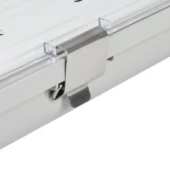 GLOBOSTAR® VIGAS 90613 Γραμμικό Βιομηχανικό Φωτιστικό Σκαφάκι Tri-Proof με Μεταλλικά Clips για 2 x Λάμπες T8 G13 120cm Τύπου Φθορίου LED Τροφοδοσίας Ενός Άκρου 120° AC 220-240V Αδιάβροχο IP65 - Γκρι με Διάφανο Κάλυμμα Πλαστικό PC - Μ126 x Π11.5 x Υ9cm