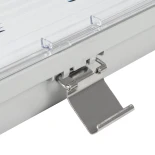 GLOBOSTAR® VIGAS 90613 Γραμμικό Βιομηχανικό Φωτιστικό Σκαφάκι Tri-Proof με Μεταλλικά Clips για 2 x Λάμπες T8 G13 120cm Τύπου Φθορίου LED Τροφοδοσίας Ενός Άκρου 120° AC 220-240V Αδιάβροχο IP65 - Γκρι με Διάφανο Κάλυμμα Πλαστικό PC - Μ126 x Π11.5 x Υ9cm