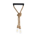 GLOBOSTAR® ROPE 01279 Boho Κρεμαστό Φωτιστικό Οροφής με Ντουί 2 x E27 AC 220-240V IP20 - Μπεζ - Μ30 x Π3.5 x Υ100cm