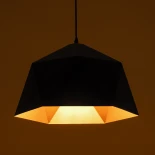 GLOBOSTAR® HEXAGON 01195 Μοντέρνο Κρεμαστό Φωτιστικό Οροφής με Ντουί 1 x E27 AC 220-240V IP20 - Μαύρο & Χρυσό - Μ46 x Π46 x Υ25cm