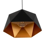 GLOBOSTAR® HEXAGON 01195 Μοντέρνο Κρεμαστό Φωτιστικό Οροφής με Ντουί 1 x E27 AC 220-240V IP20 - Μαύρο & Χρυσό - Μ46 x Π46 x Υ25cm