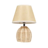 GLOBOSTAR® HASUMI 01957 Boho Επιτραπέζιο Φωτιστικό Πορτατίφ με Ντουί 1 x E27 AC 220-240V IP20 - Μπεζ & Λευκό - Μ19 x Π19 x Υ30cm