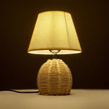 GLOBOSTAR® HASUMI 01957 Boho Επιτραπέζιο Φωτιστικό Πορτατίφ με Ντουί 1 x E27 AC 220-240V IP20 - Μπεζ & Λευκό - Μ19 x Π19 x Υ30cm