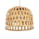 GLOBOSTAR® MANGEA 01634 Boho Κρεμαστό Φωτιστικό Οροφής με Ντουί 1 x E27 AC 220-240V IP20 - Μπεζ - Μ32 x Π32 x Υ30cm