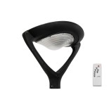 GLOBOSTAR® SQUARE 12117 Φωτιστικό Στύλου/Κολώνας Πλατείας/Πάρκου με Ασύρματο Χειριστήριο LED 25W 2500lm 120° Ενσωματωμένο Φωτοβολταϊκό Panel 5V 12W & Επαναφορτιζόμενη Μπαταρία Li-ion 3.2V 24000mAh με Αισθητήρα Κίνησης-Ημέρας-Νύχτας Αδιάβροχο IP65 Ψυχρό Λε