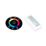 Ασύρματος LED RGB Controller με Μαύρο Στρογγυλό Χειριστήριο Αφής 2.4G RF 12v (192w) - 24v (384w) DC GloboStar 77445